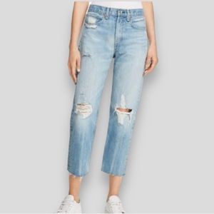 Rag & Bone High Waist Straight Cropped Distressed Jeans in Shaker | Size 26